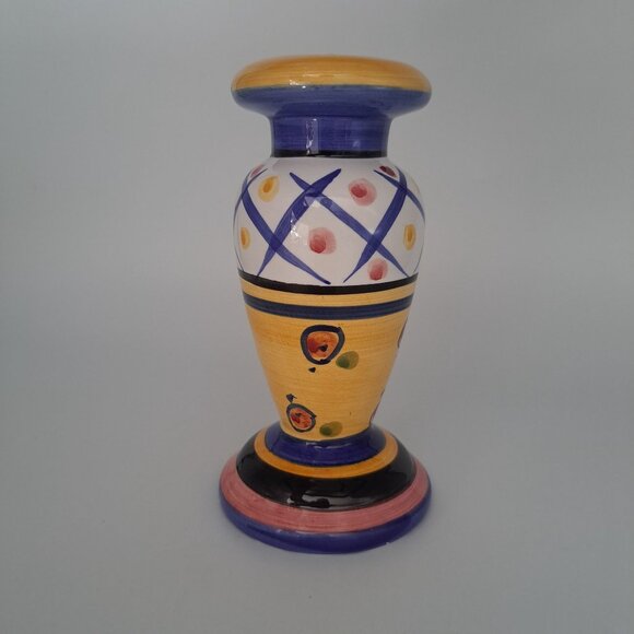 Hand-Painted Bella Casa Ganz Ceramic Candlestick Holder - Picture 8 of 11